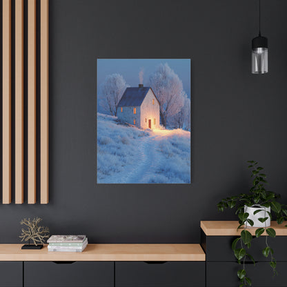 Winter Farmhouse Blue Hour Wall Art & Canvas Print