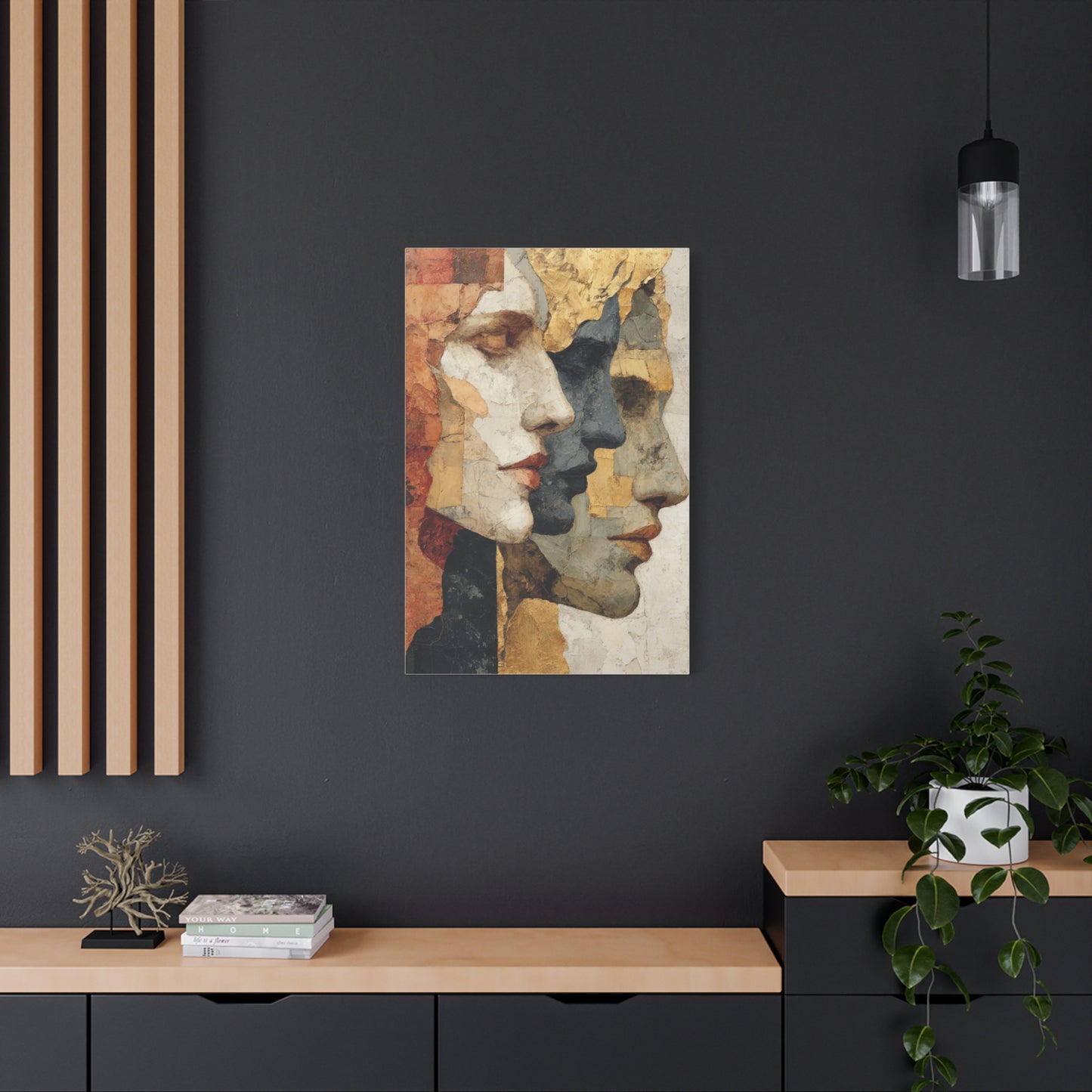 Multi Profile Textured Faces Composition Wall Art & Canvas Print