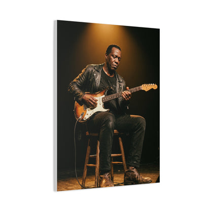 Blues Guitarist Intimate Spotlight Wall Art & Canvas Print