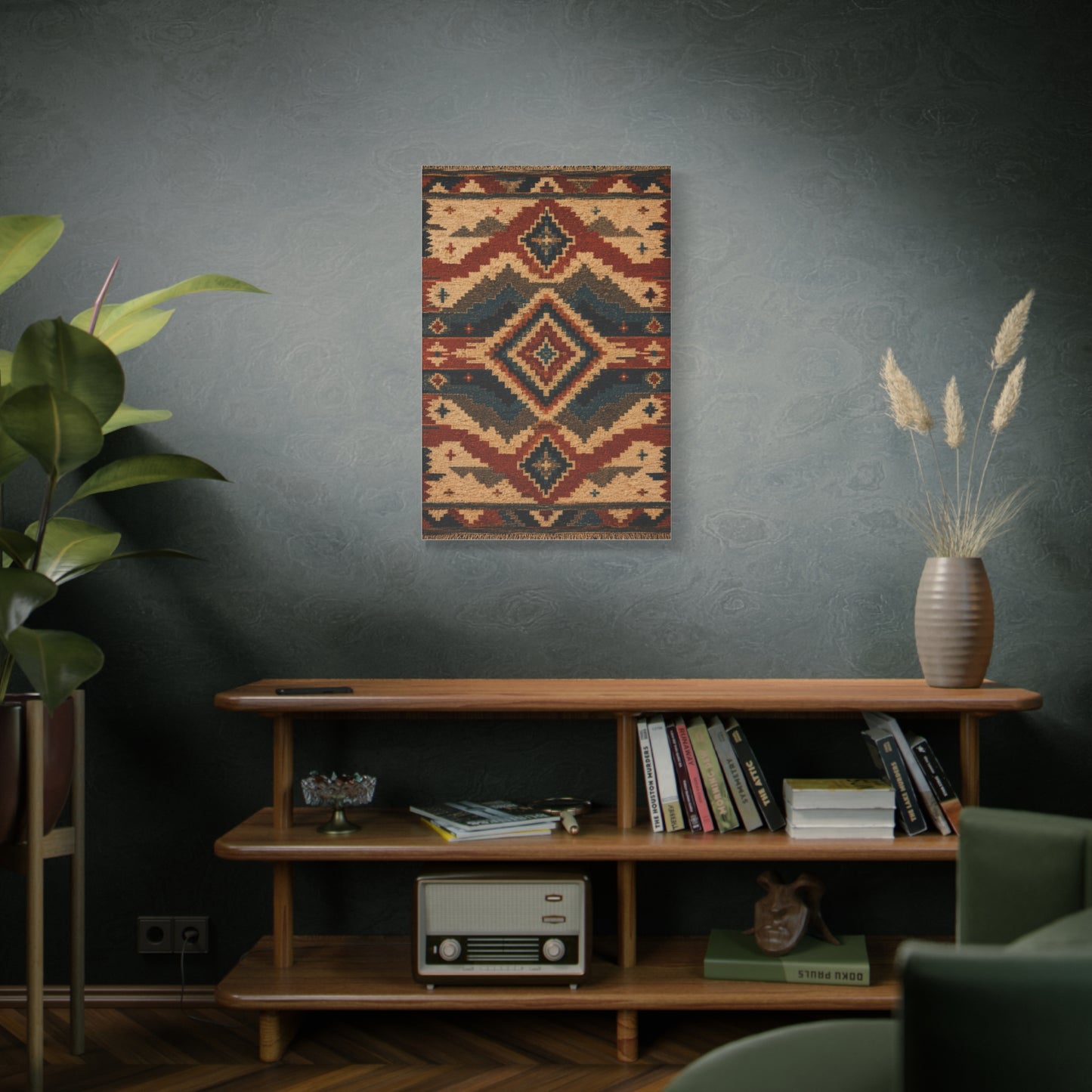 Navajo Inspired Geometric Textile Southwest Wall Art & Canvas Print