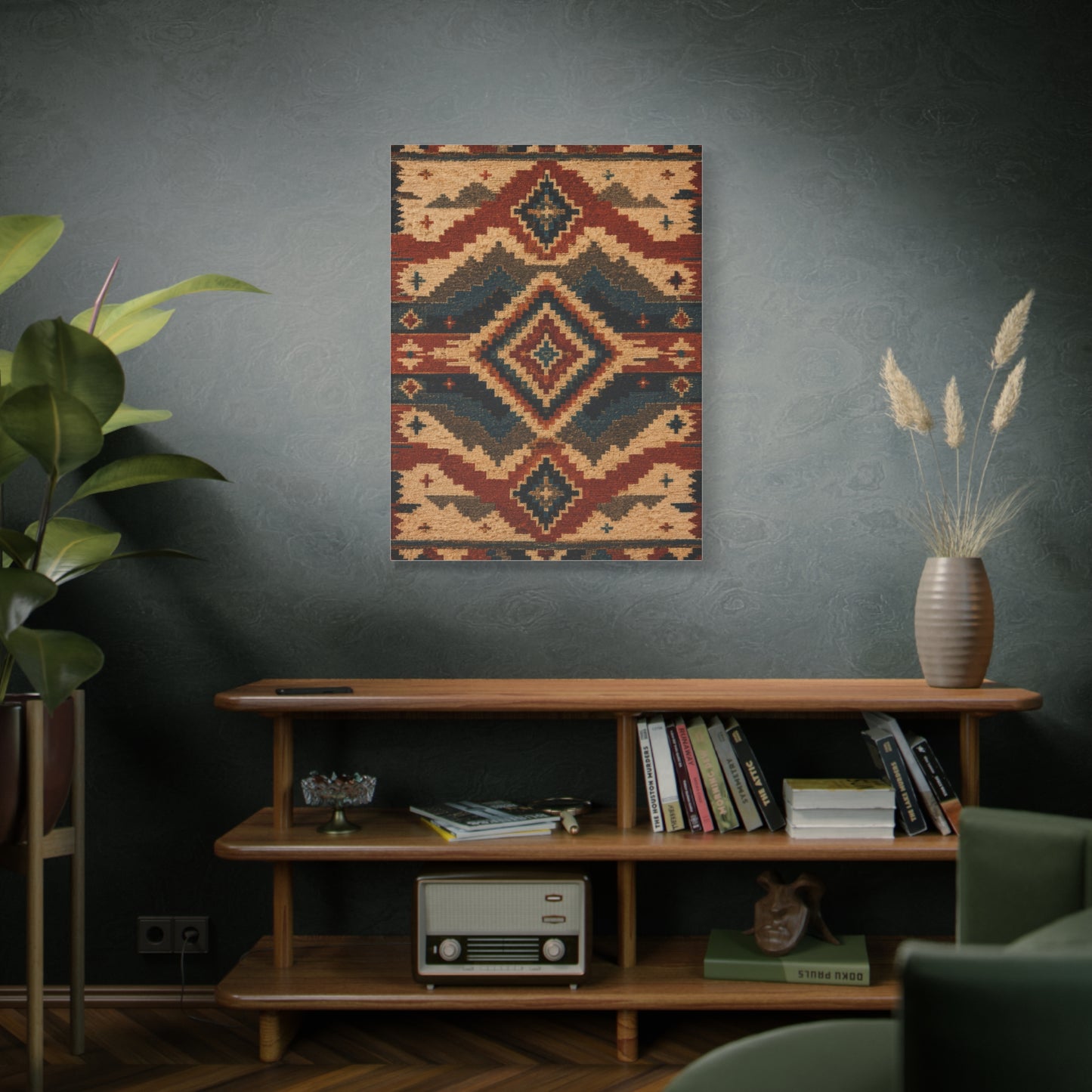 Navajo Inspired Geometric Textile Southwest Wall Art & Canvas Print