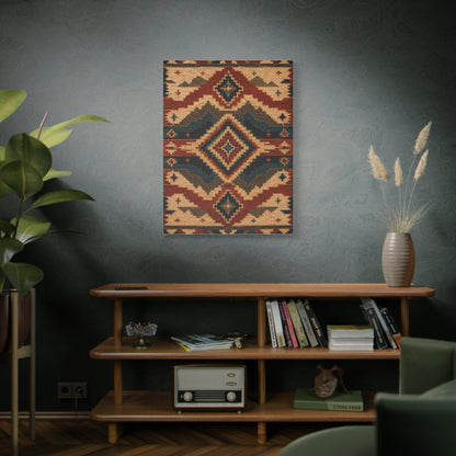 Navajo Inspired Geometric Textile Southwest Wall Art & Canvas Print