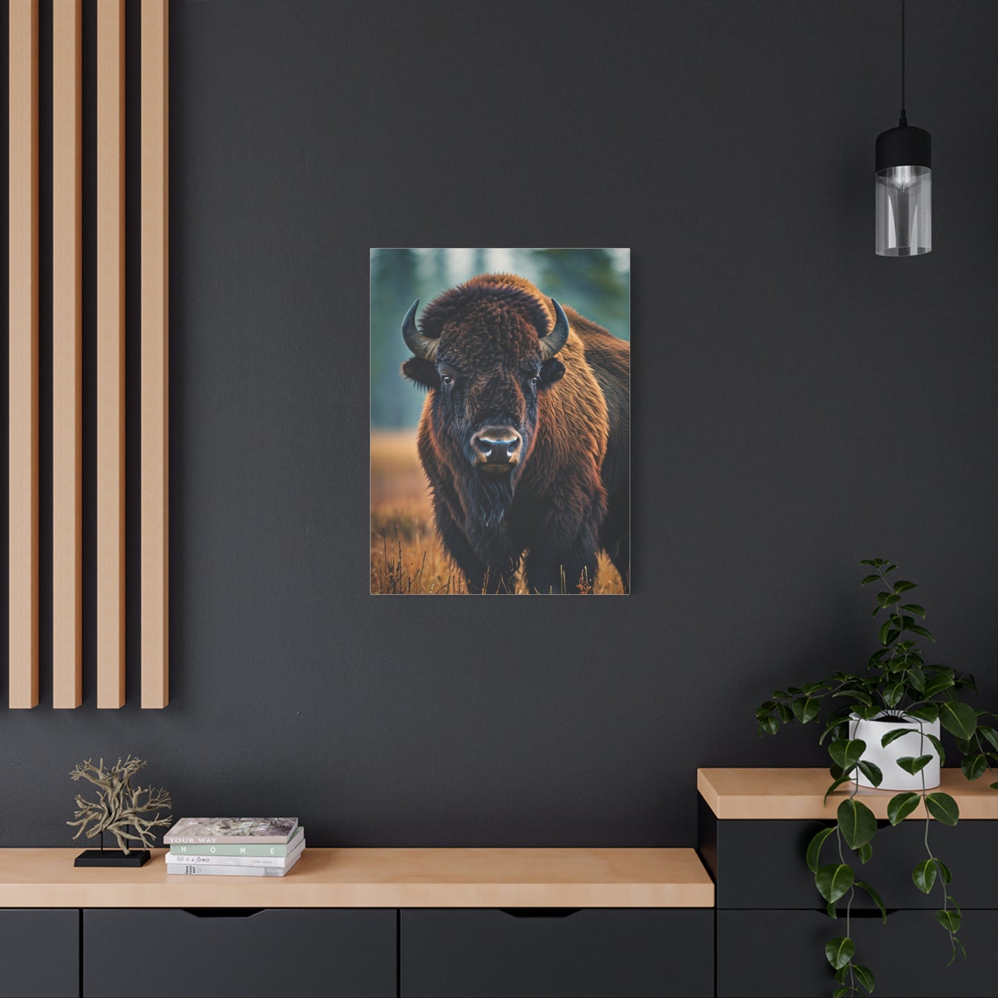 American Bison in Autumn Prairie Light Wall Art & Canvas Print