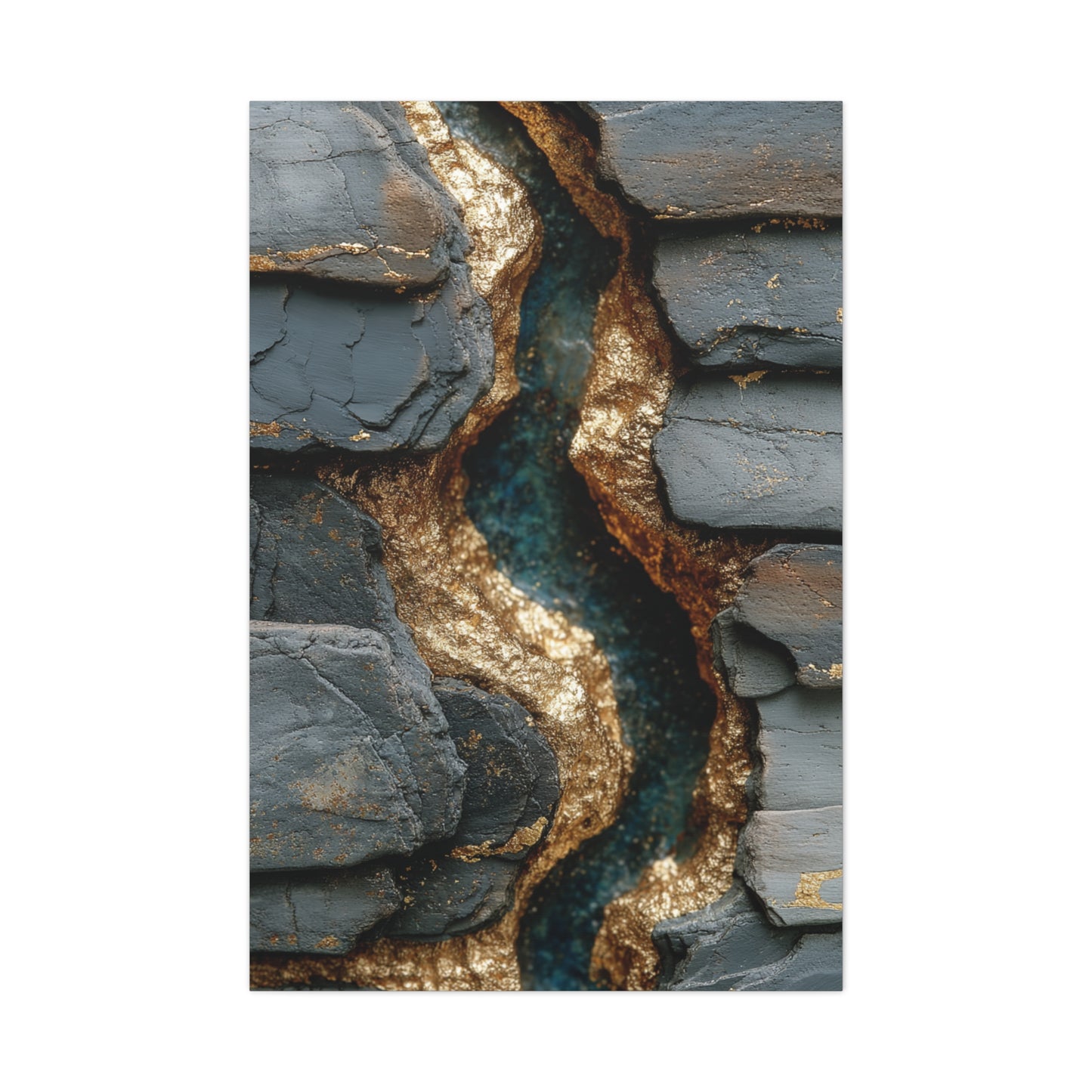 Black and Gold Abstract River Texture Wall Art & Canvas Print