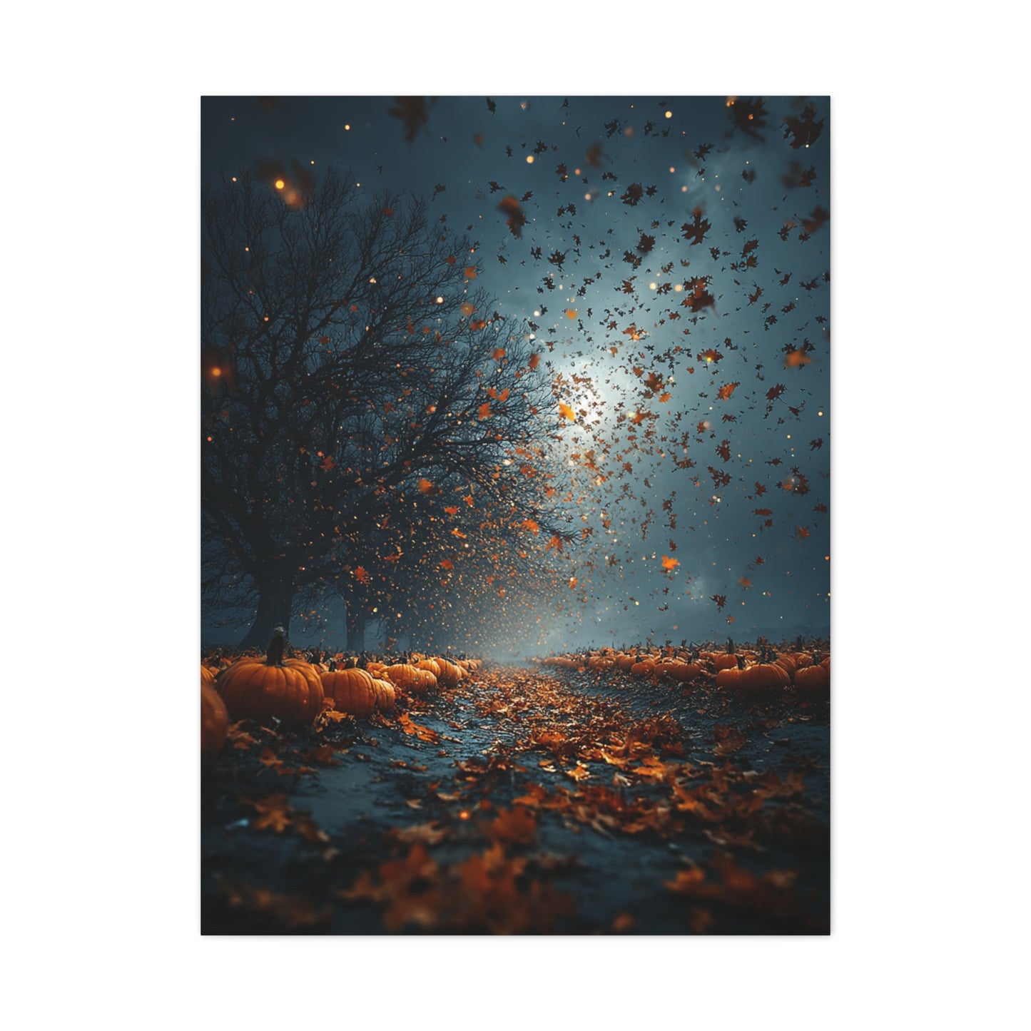 Autumn Leaf Storm Pumpkin Field Wall Art & Canvas Print