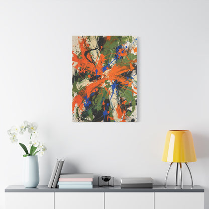 Expressionist Orange Burst Action Painting Wall Art & Canvas Print