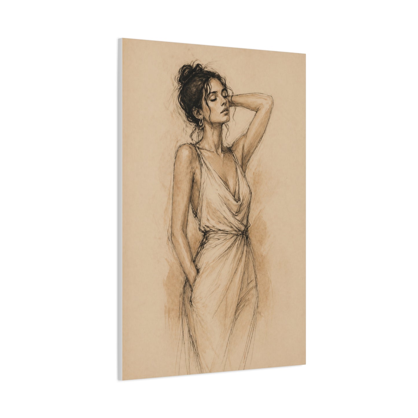 Elegant Charcoal Figure Study Wall Art & Canvas Print