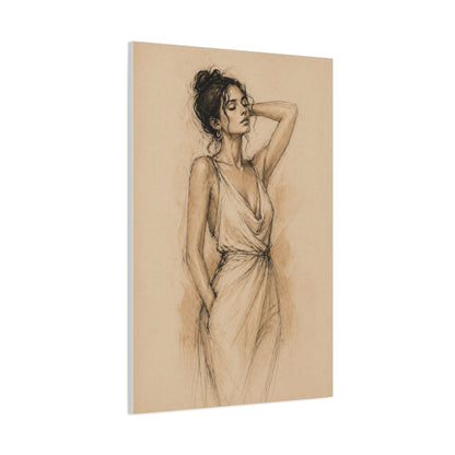 Elegant Charcoal Figure Study Wall Art & Canvas Print