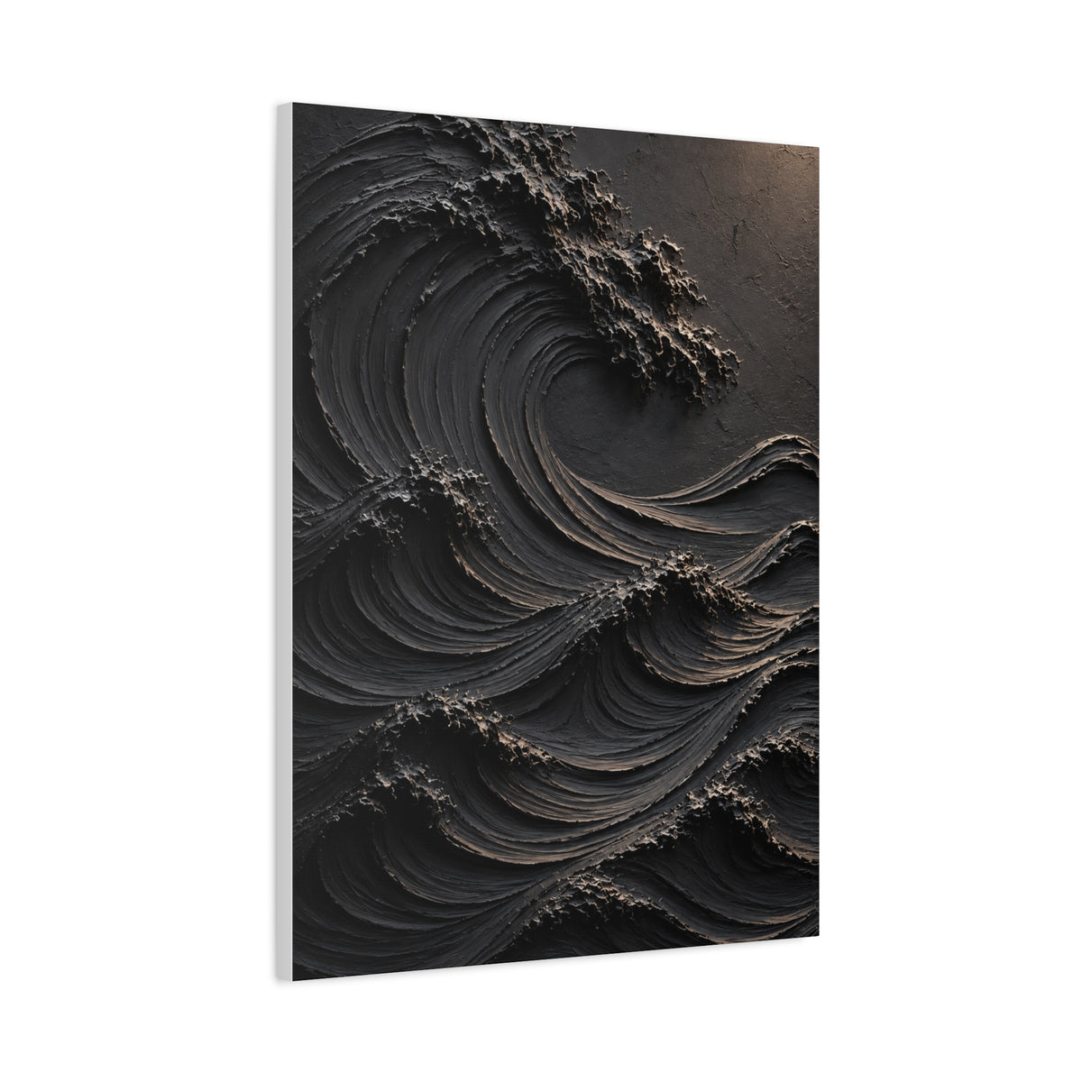 Matte Black Sculptural Ocean Motion Wall Art & Canvas Print