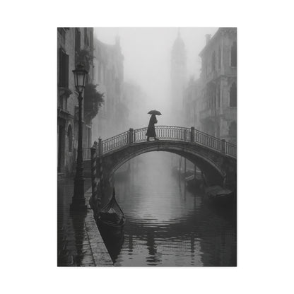 Venetian Bridge Fog Scene Wall Art & Canvas Print