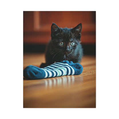 Playful Midnight Kitten Wall Art & Canvas Prints