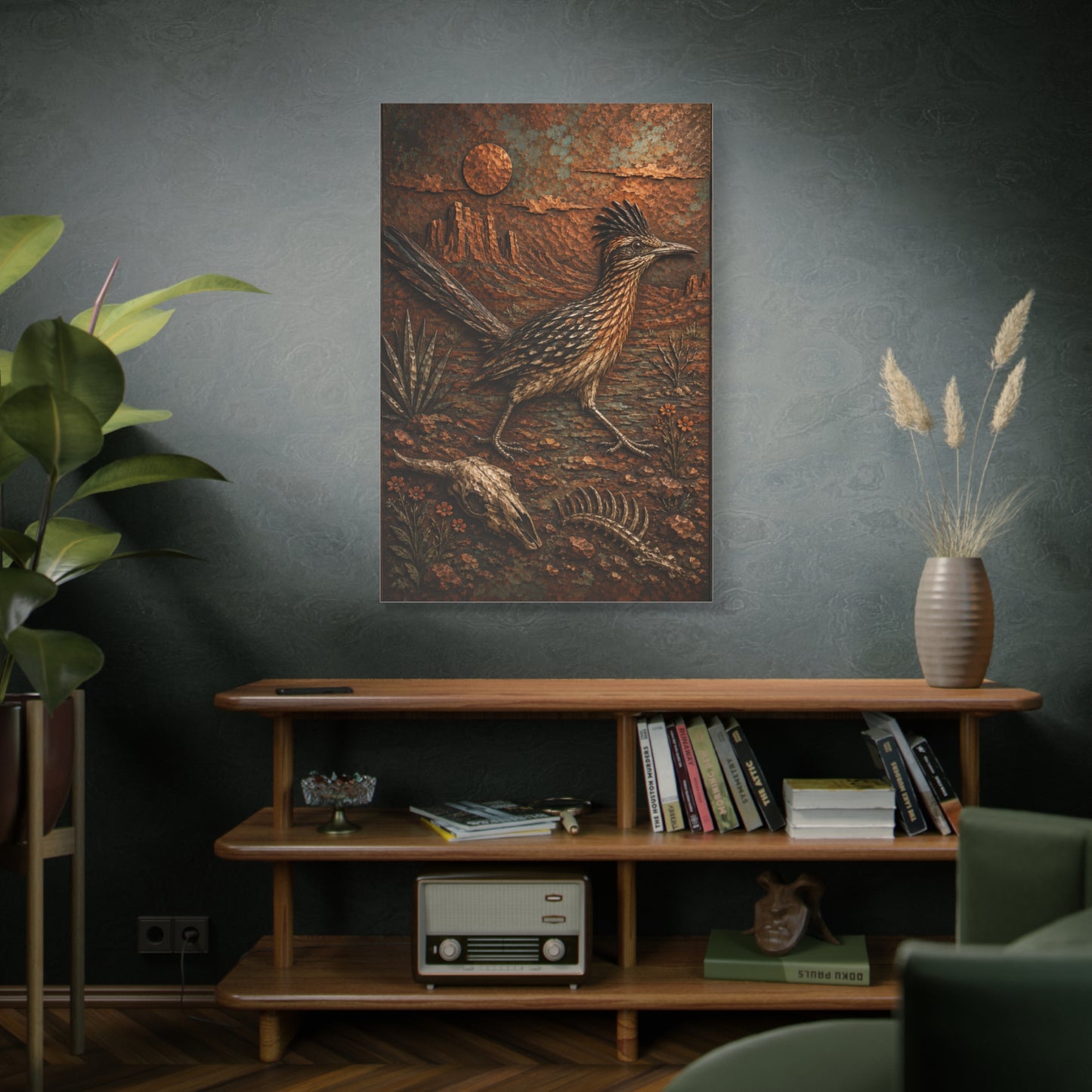Hammered Copper Roadrunner Southwest Wall Art & Canvas Print