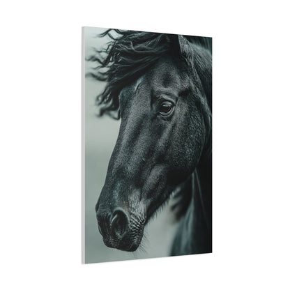 Black Stallion Close Portrait Wall Art & Canvas Print
