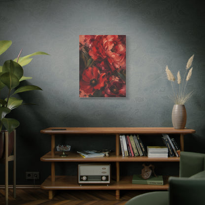 Red Impressionist Floral Composition Wall Art & Canvas Print