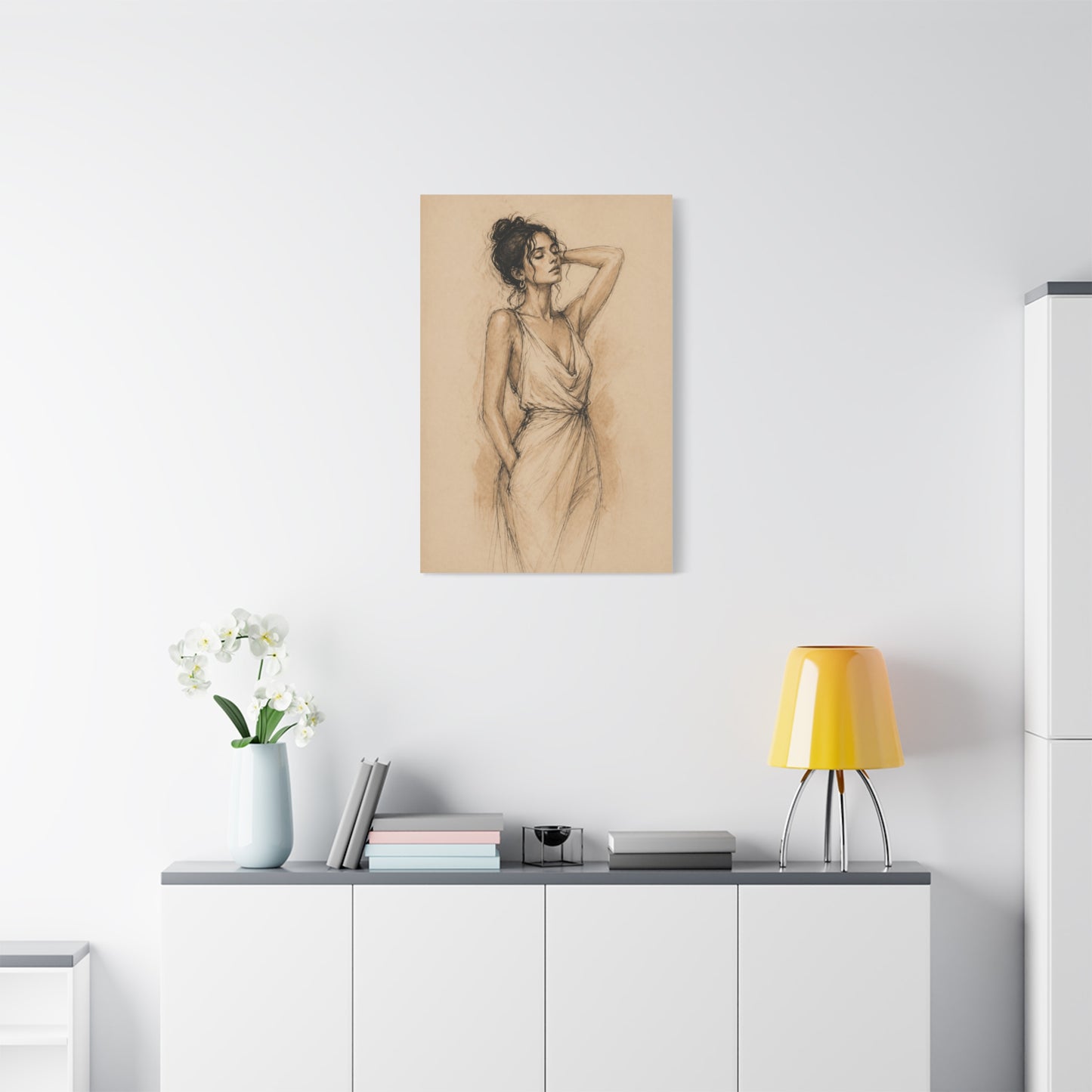 Elegant Charcoal Figure Study Wall Art & Canvas Print