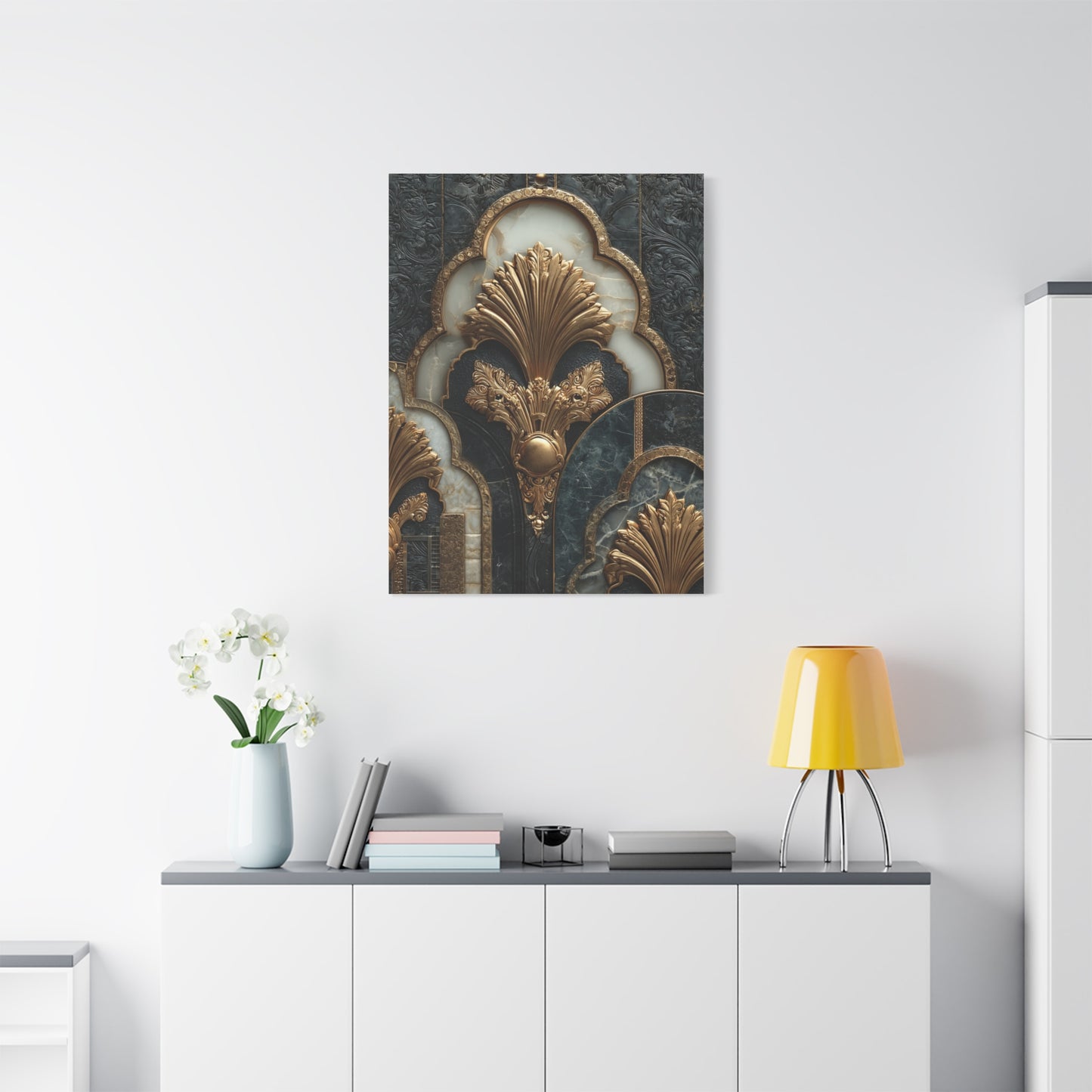 Art Deco Gold Architectural Relief Wall Art & Canvas Print