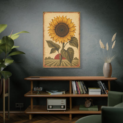 Heritage Field Sunflower Illustration Wall Art & Canvas Print
