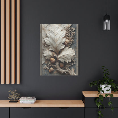 Autumn Oak Leaf Bas-Relief Wall Art & Canvas Print