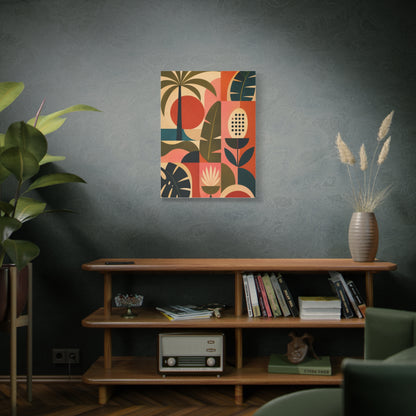 Mid-Century Geometric Tropical Composition Wall Art & Canvas Print