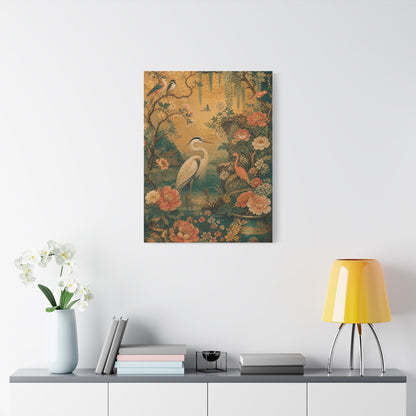 Golden Chinoiserie Garden Scene Wall Art & Canvas Print