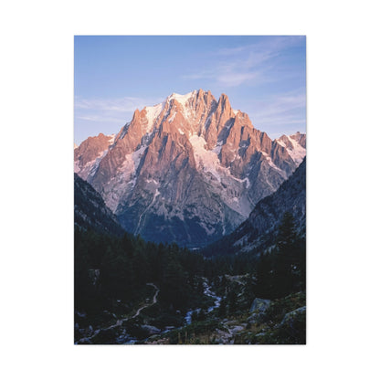 Sunlit Alpine Peak & Forest Valley Wall Art & Canvas Print