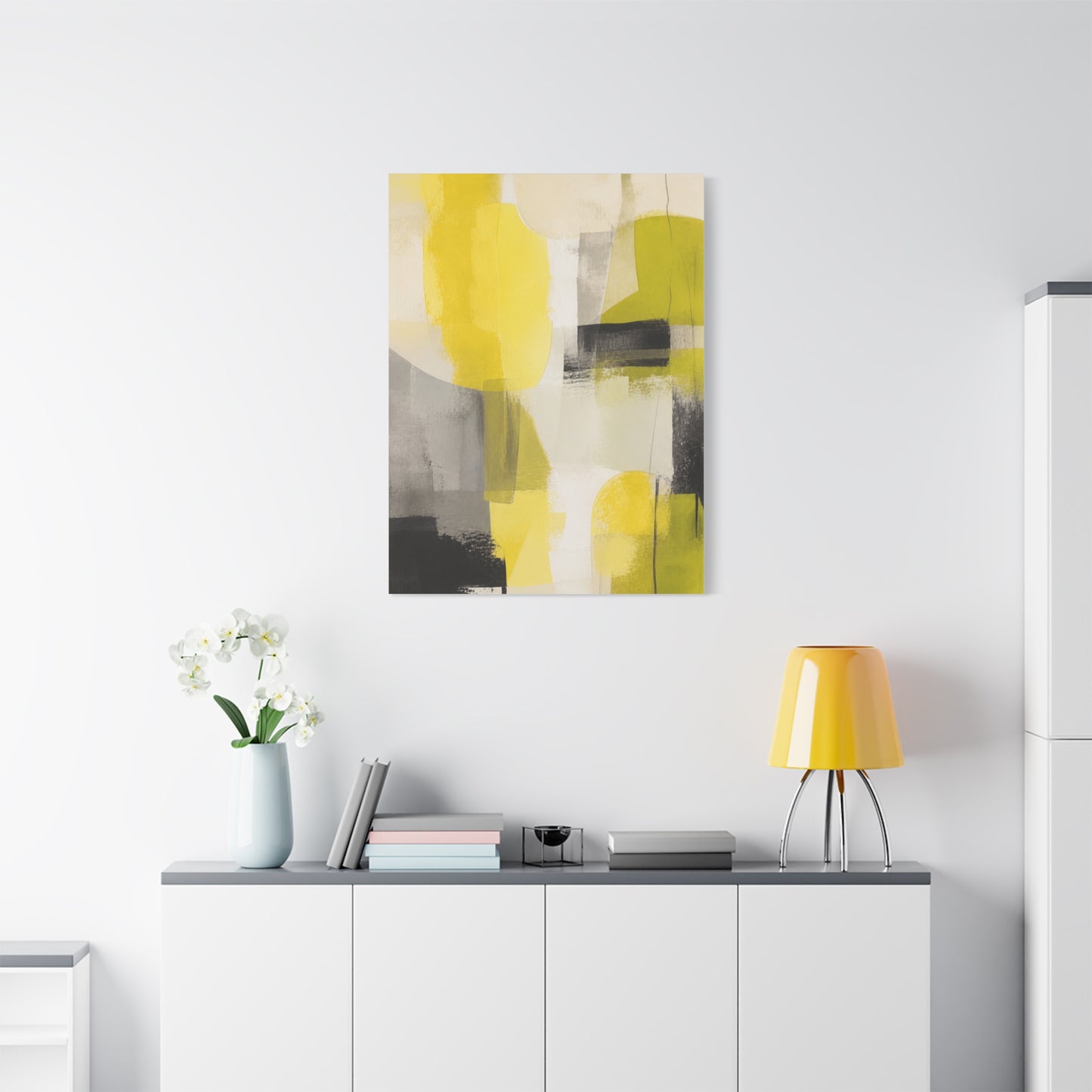 Citron and Charcoal Designer Abstract Wall Art & Canvas Print