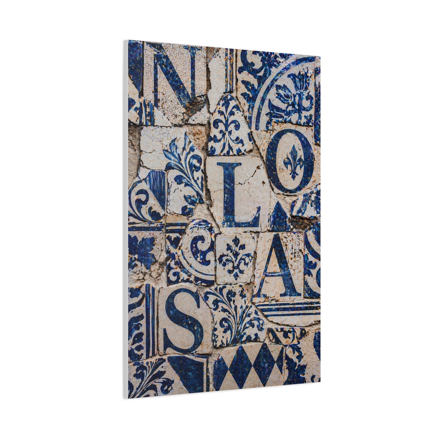 Blue Tile Mosaic Letter Composition Wall Art & Canvas Print