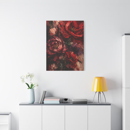 Red Floral Expressionist Painting Wall Art & Canvas Print