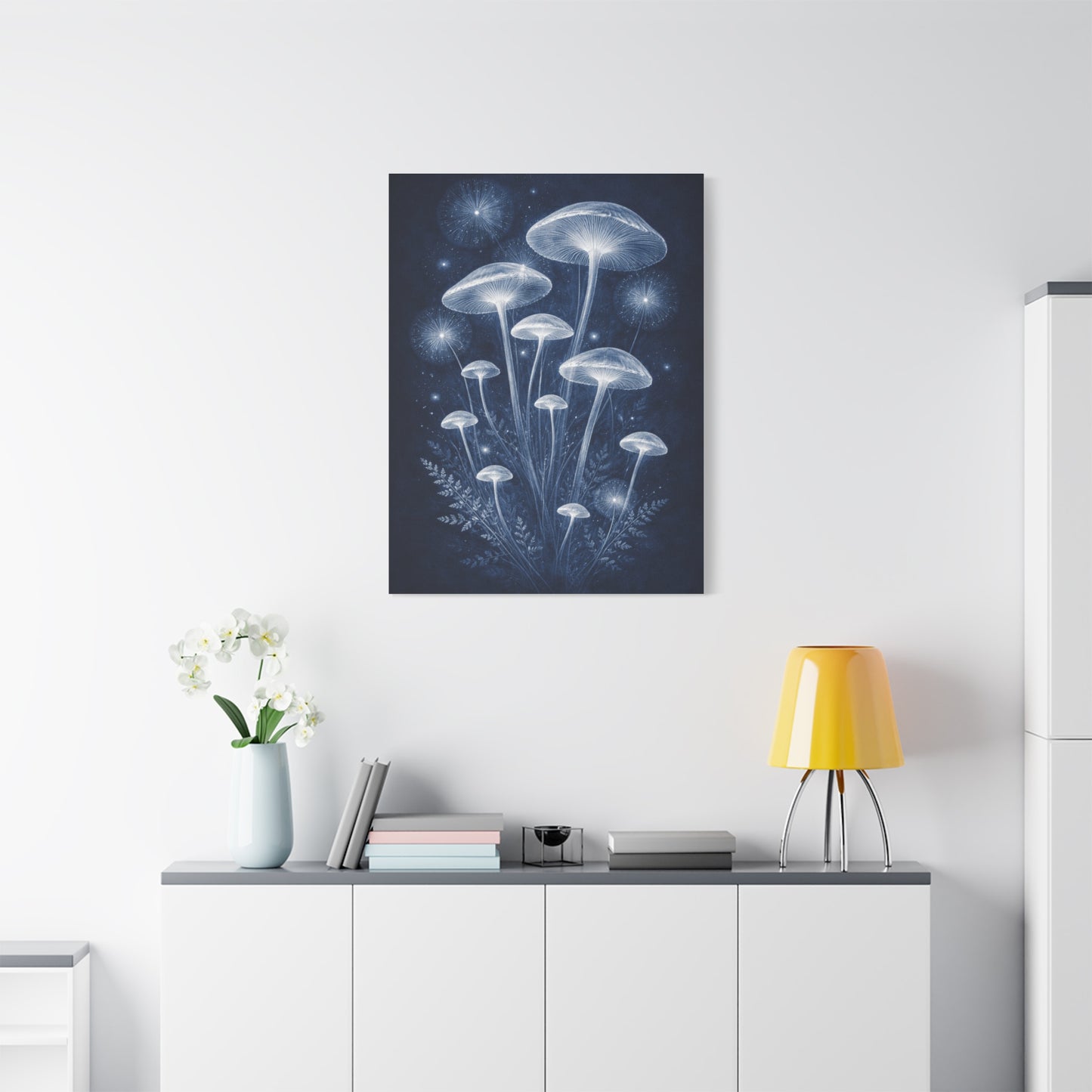 Luminous Blue Herbarium Cyanotype Wall Art & Canvas Print
