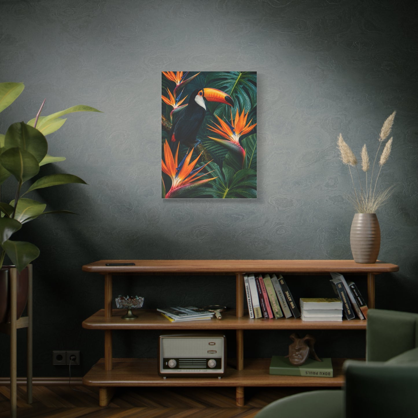 Tropical Toucan & Bird of Paradise Luxe Jungle Tropical Wall Art & Canvas Print