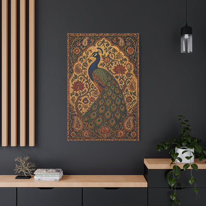 Ornamental Kalamkari Peacock Wall Art & Canvas Print
