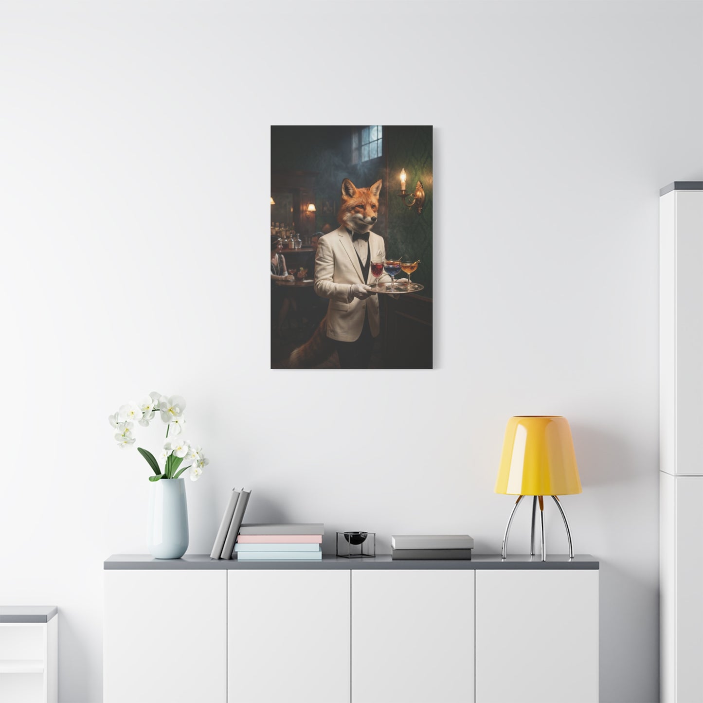 Fox Butler Cocktail Service Portrait Wall Art & Canvas Print
