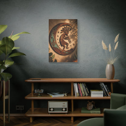 Kokopelli Crescent Moon Southwest Wall Art & Canvas Print