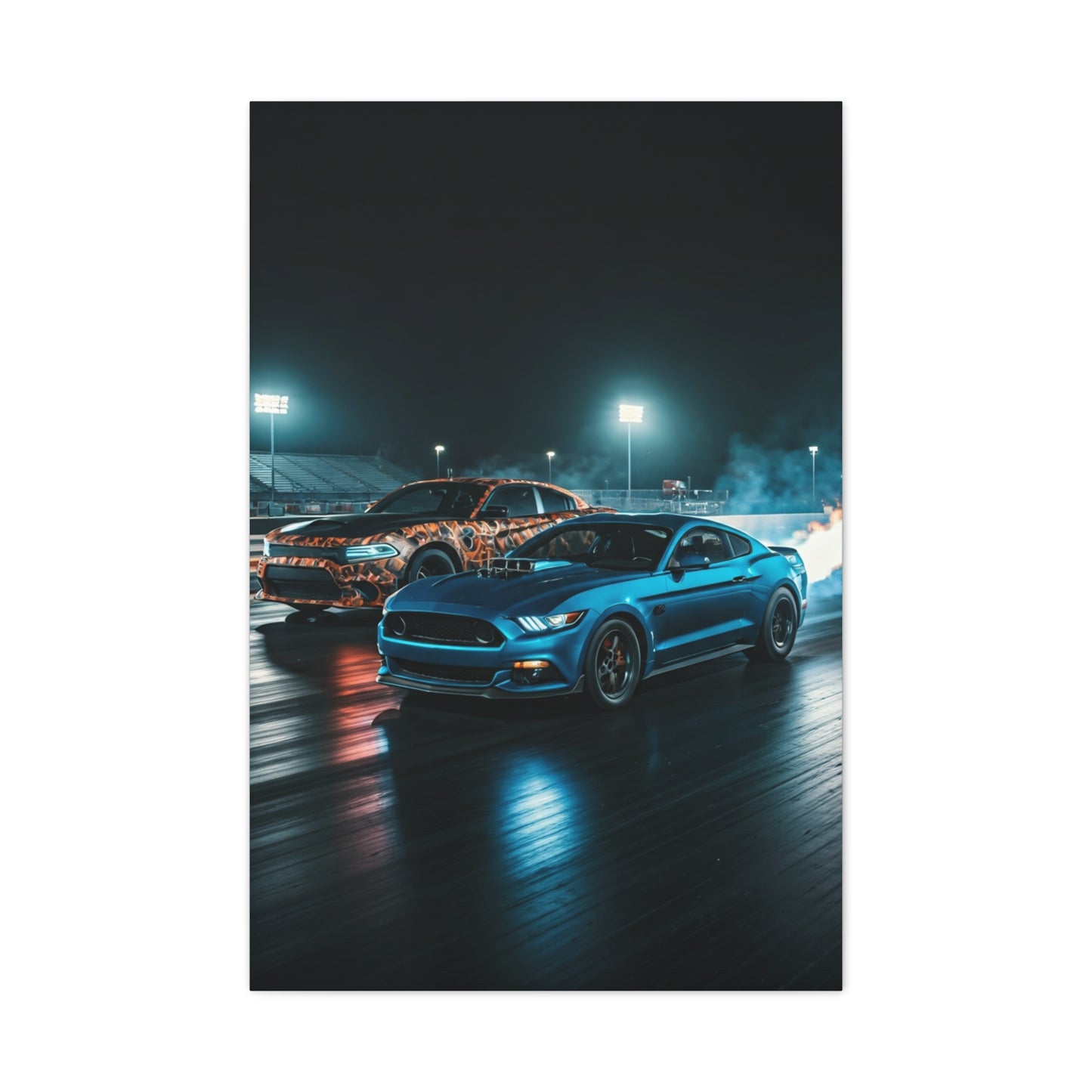 Blue Mustang Surge – Hellcat Widebody Drag Duel Wall Art & Canvas Prints
