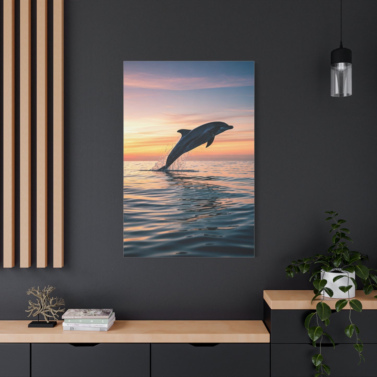 Dolphin at Sunset wall art & canvas prints
