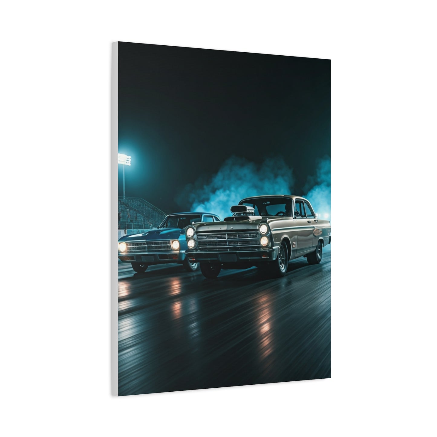 1967 Dodge Coronet Super Stock vs Chevrolet Biscayne 409 Drag Duel Wall Art & Canvas Prints