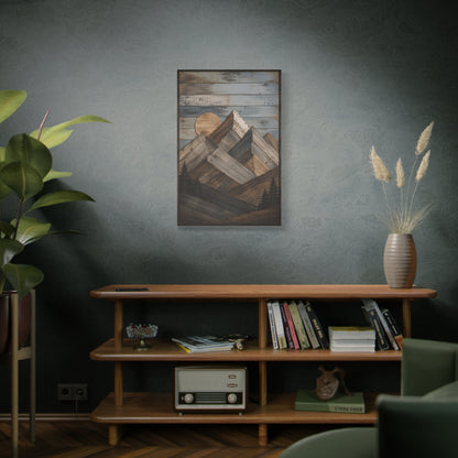 Reclaimed Wood Mountain Landscape Wall Art & Canvas Print
