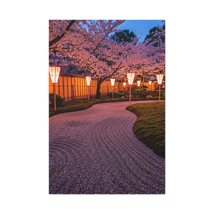 Japanese Lantern Garden With Cherry Blossoms Wall Art & Canvas Prints