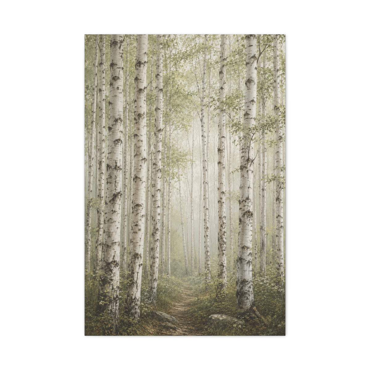Light Birch Woodland Minimal Landscape Trees Wall Art & Canvas Print