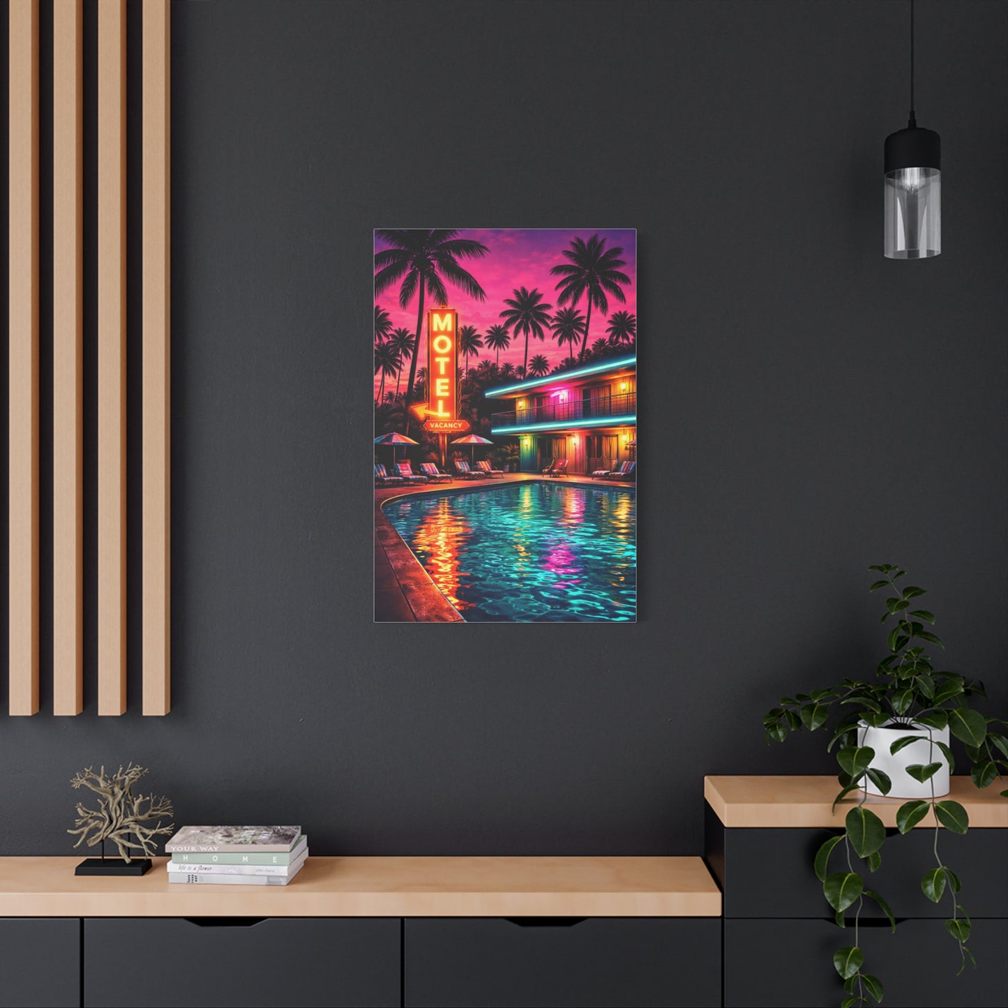 Surreal Pop-Art Motel Night Scene Wall Art & Canvas Print
