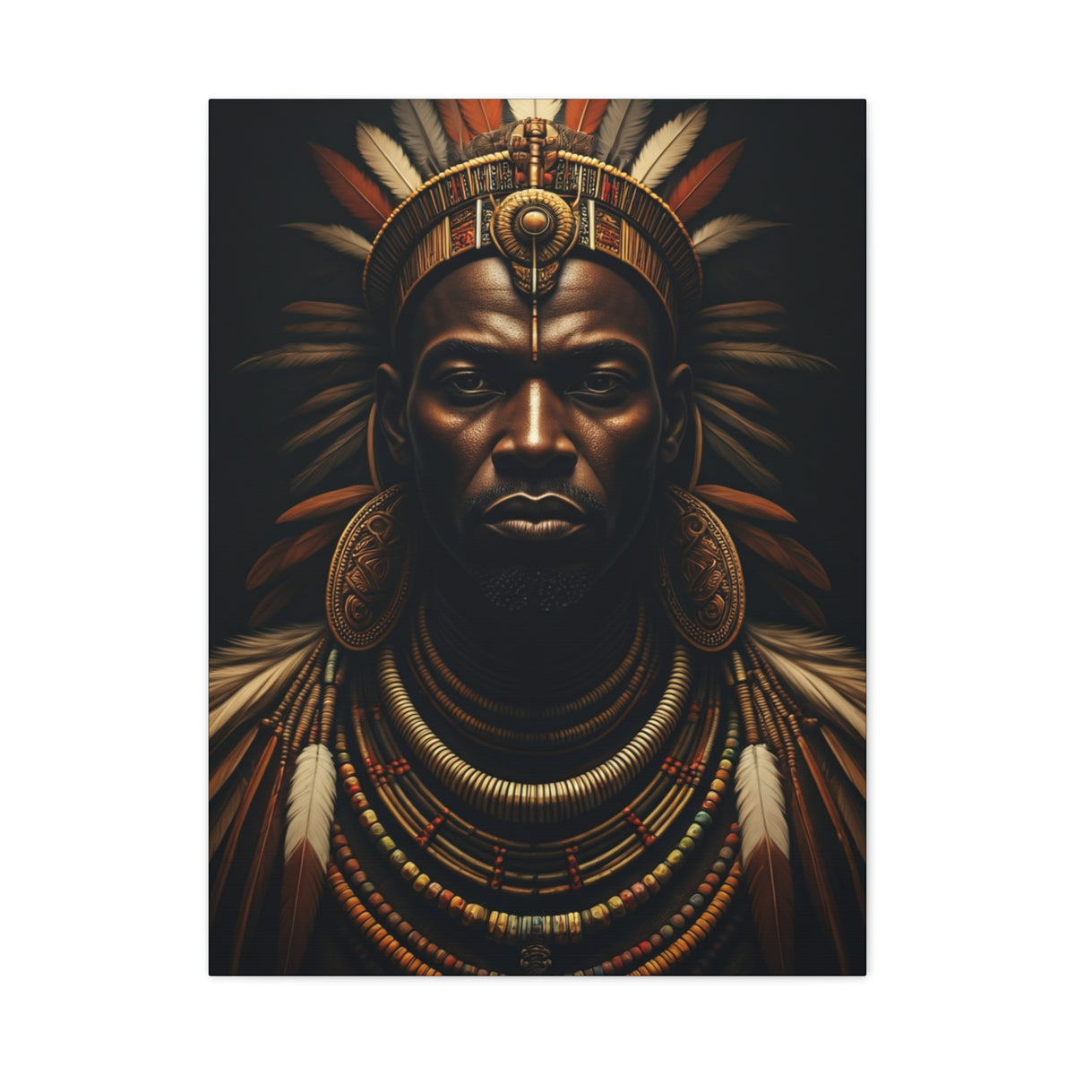 Crowned Tribal King Portrait Wall Art & Canvas Prints