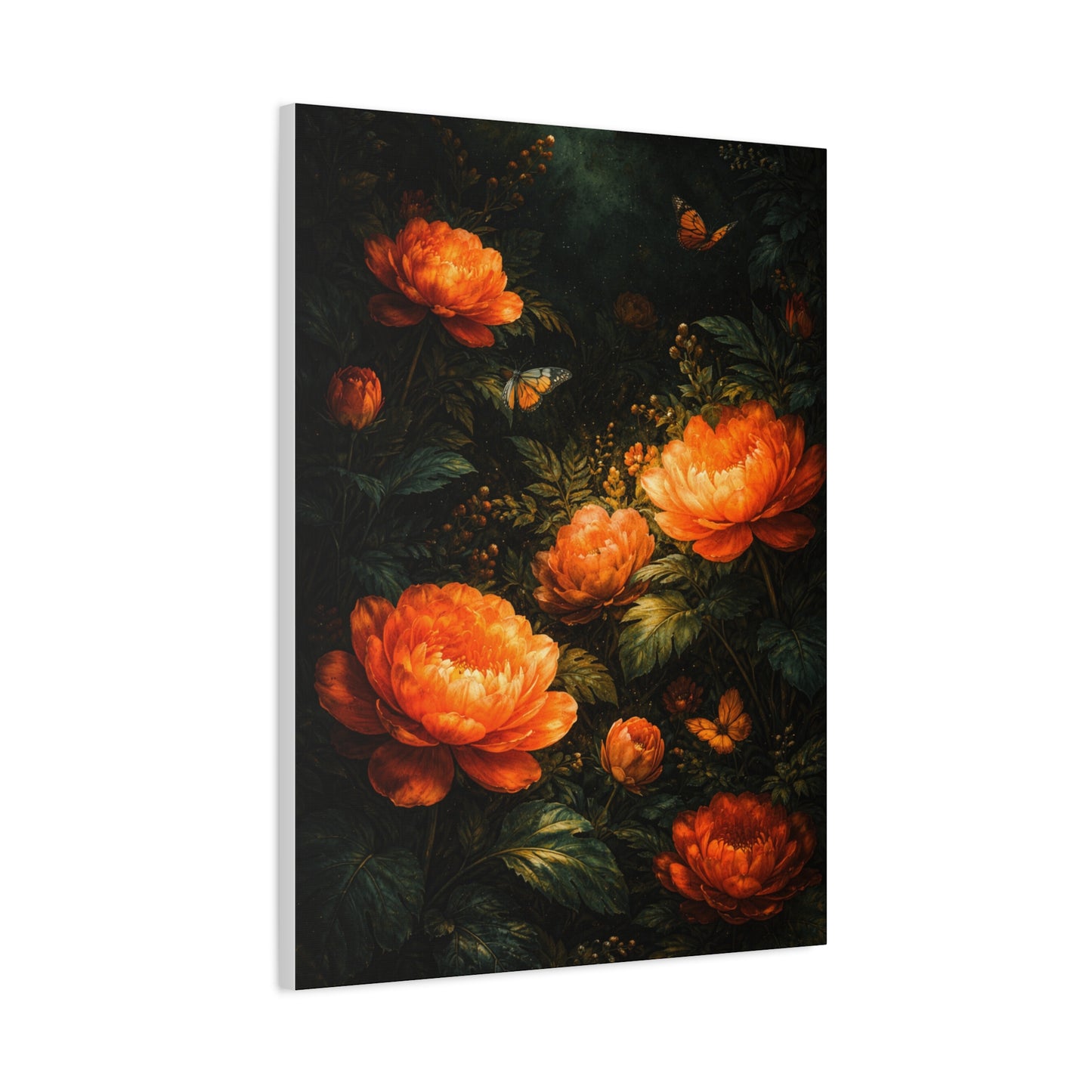 Dark Botanical Orange Bloom Study Wall Art & Canvas Print