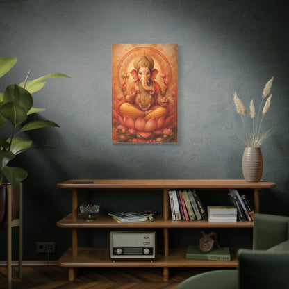 Lord Ganesha Lotus Blessing Wall Art & Canvas Print