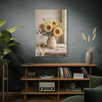 Soft Farmhouse Sunflower Bouquet Wall Art & Canvas Print