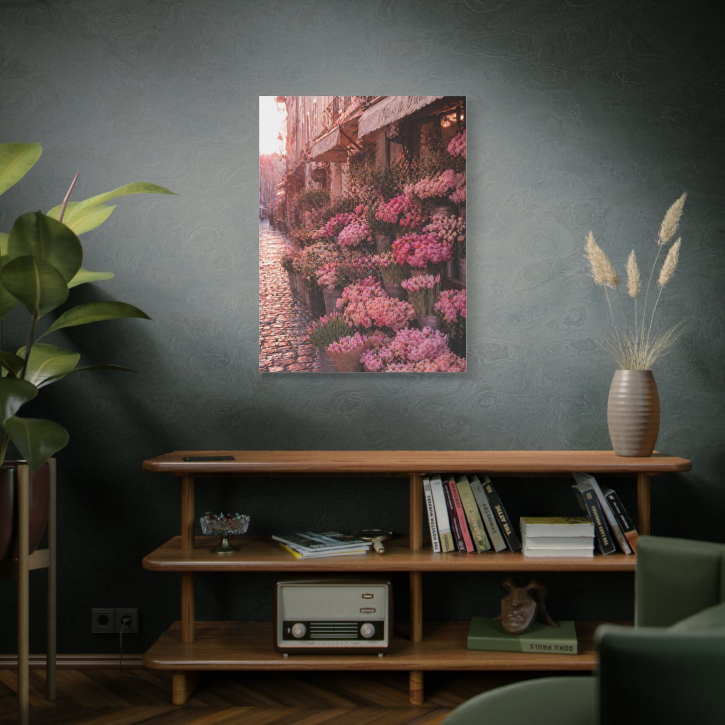 Parisian Pink Flower Market Street Wall Art & Canvas Print