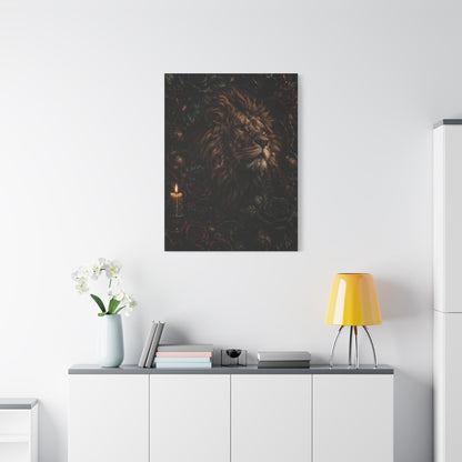 Dark Floral Lion Dramatic Portrait Wall Art & Canvas Print