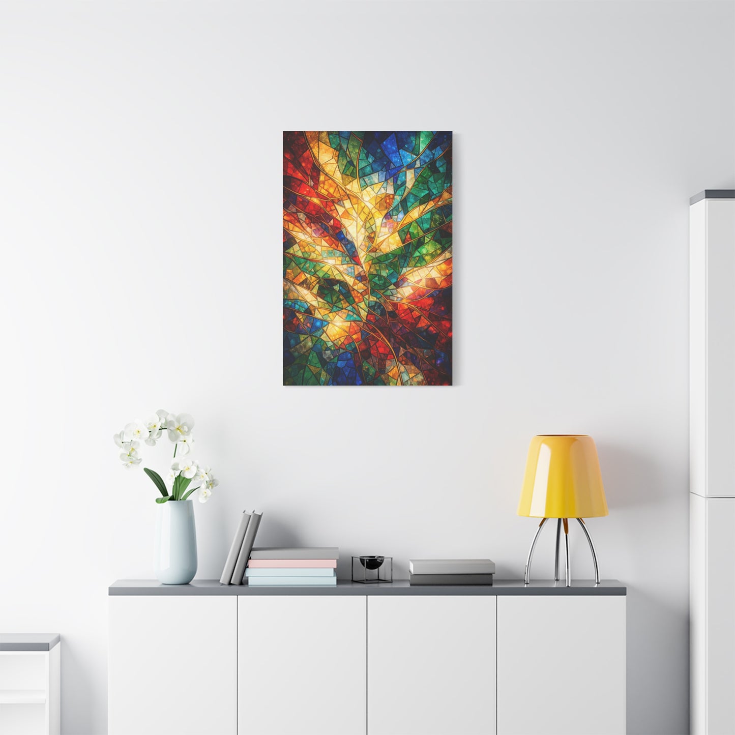 Colorful Stained-Glass Mosaic Abstraction Wall Art & Canvas Print
