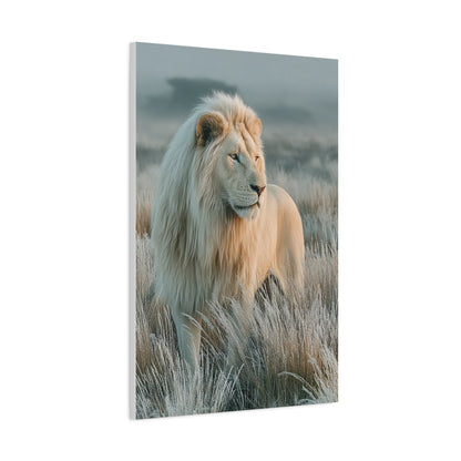 White Lion Frosted Grass Portrait Wall Art & Canvas Print