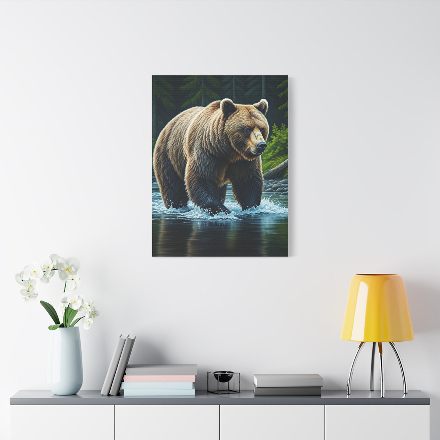 River Crossing Grizzly Bear Wall Art & Canvas Prints