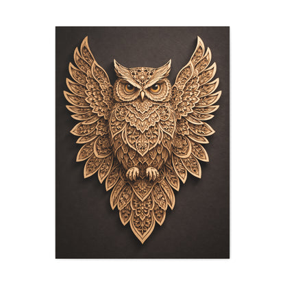 Ornate Symmetrical Owl Mandala Wall Art & Canvas Print
